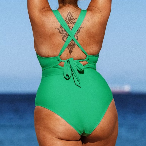 Green Tummy Control One Piece - Picture 2 of 8